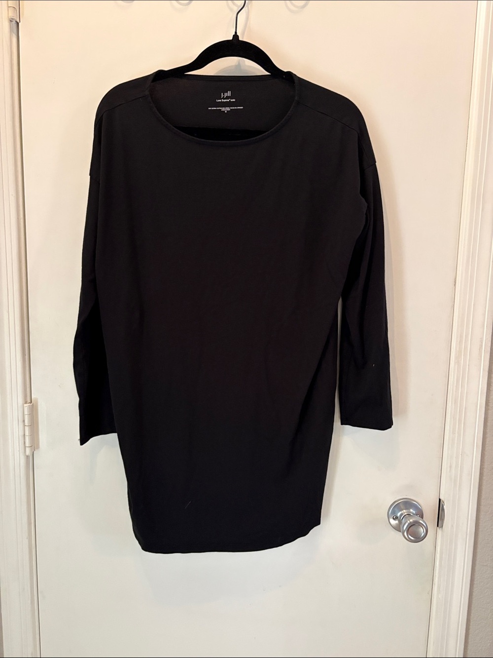 J. Jill Black Long Sleeve Tunic Lagenlook Classic Casual Size M Supima Cotton